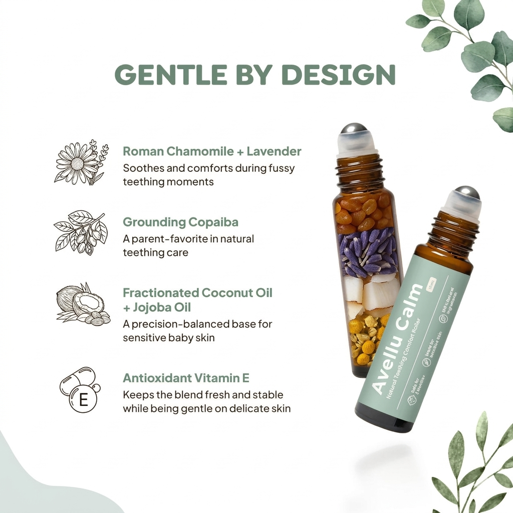 Avellu Calm — Natural Teething Relief Roller for Babies